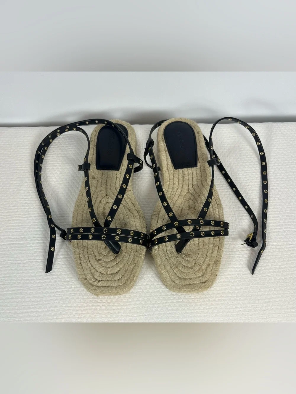 Madewell The Mira Espadrille Thong Sandal In Black Size 7.5 Nwot